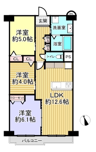 コープ野村恩智D棟　間取図